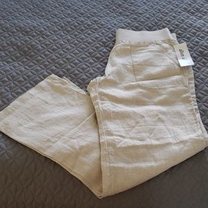 Linen color wide leg linen pants